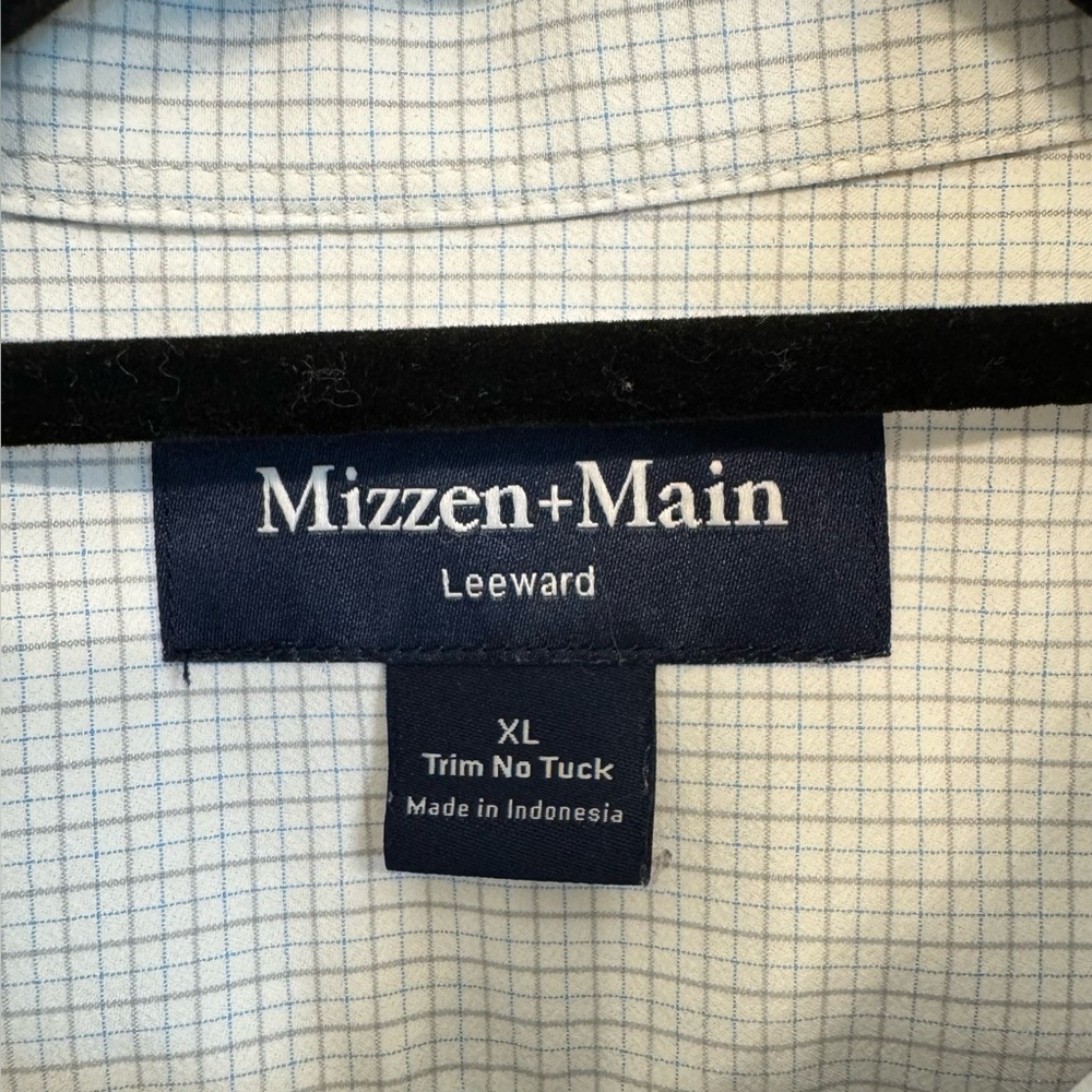 Mizzen+Main Leeward Trim No Tuck White Checkered Button Down Shirt - Picture 3 of 4